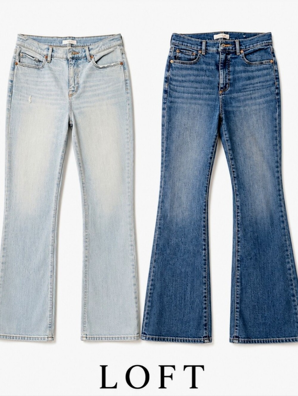 LOFT Flared Jeans Duo - Light Blue & Medium Blue BUNDLE 2